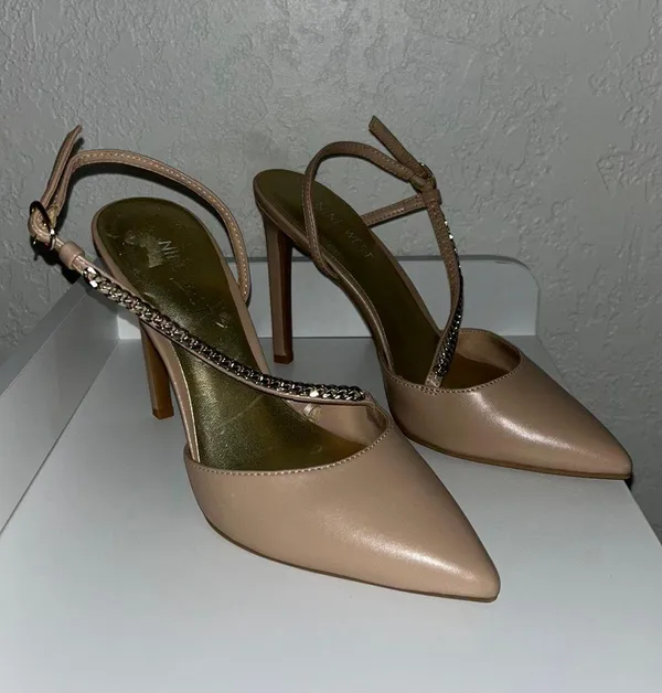 Nine West Nude Strapped Heels - Image 4