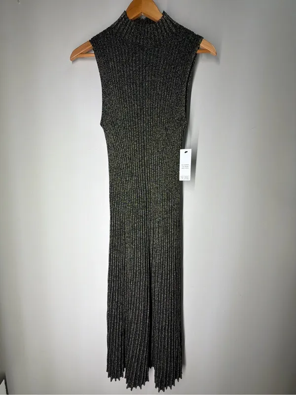 NEW DKNY Metallic Rib‎ Knit Maxi Dress Gala Party Autumn Wedding Guest Dress - Image 2
