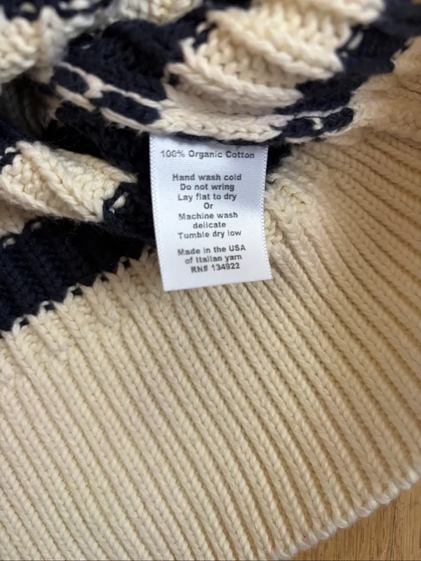 Emerson Fry CAROLYN FUNNEL NECK SWEATER - NAVY COLORBLOCK STRIPE ORGANIC sz S - Image 8
