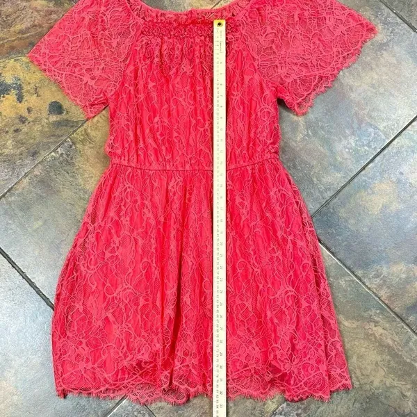 Free People Beaded Lace Vintage Style Mini Dress Large - Image 6