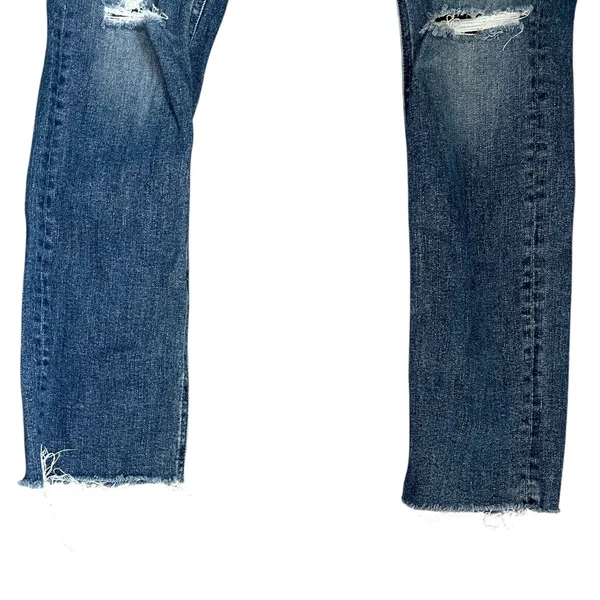Mother the Mid Rise Dazzler Ankle Fray Jeans distressed medium wash cropped 26 - Image 3