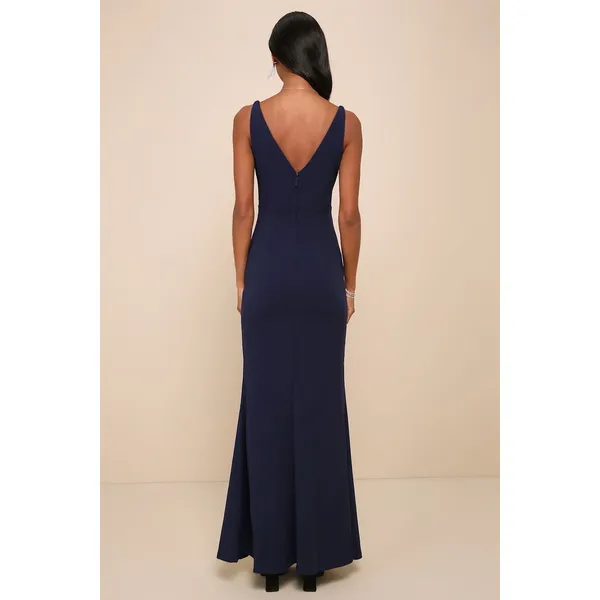 NWT Lulus Melora Navy Blue Sleeveless Maxi Dress Gala Banquet Bridesmaid Size M - Image 3