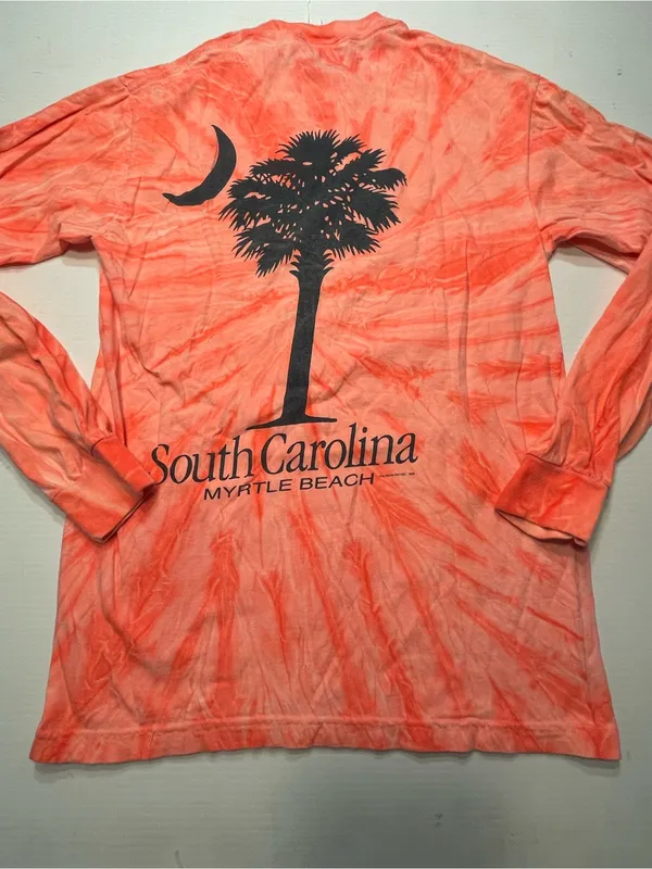 Myrtle Beach South Carolina Coral Tie-Dye Lng Slv T Shirt Women Sz XS/S Palmetto - Image 5