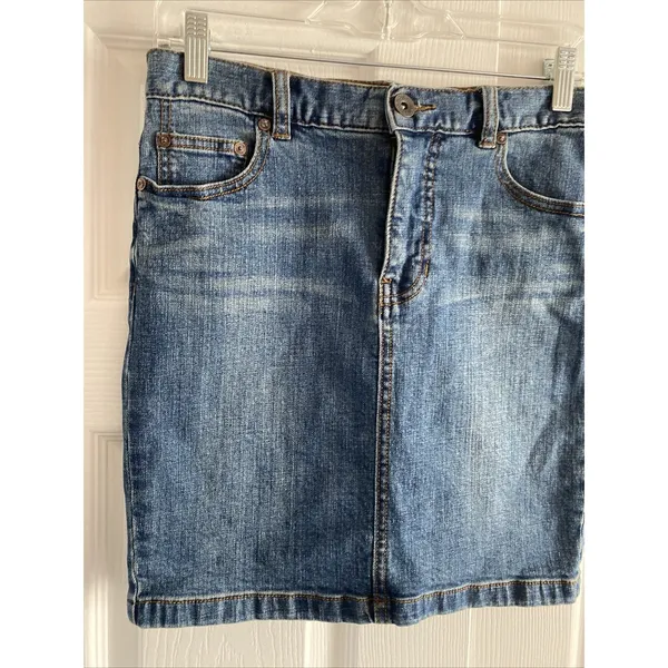 Free People Denim Mini Skirt Womens Size 0 Blue Medium Wash‎ Cotton Blend Casual - Image 2