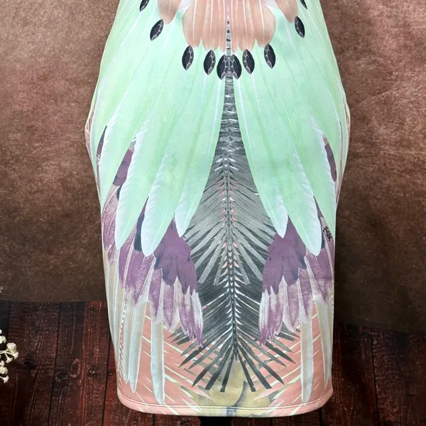 Peacock Inspired Multi Color Hale Bob Strapless Dress Green/Multi L - Image 8