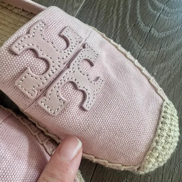 Tory Burch Weston Espadrilles Canvas Flat Seashell Pink Resort Summer Women Sz 7 - Image 10