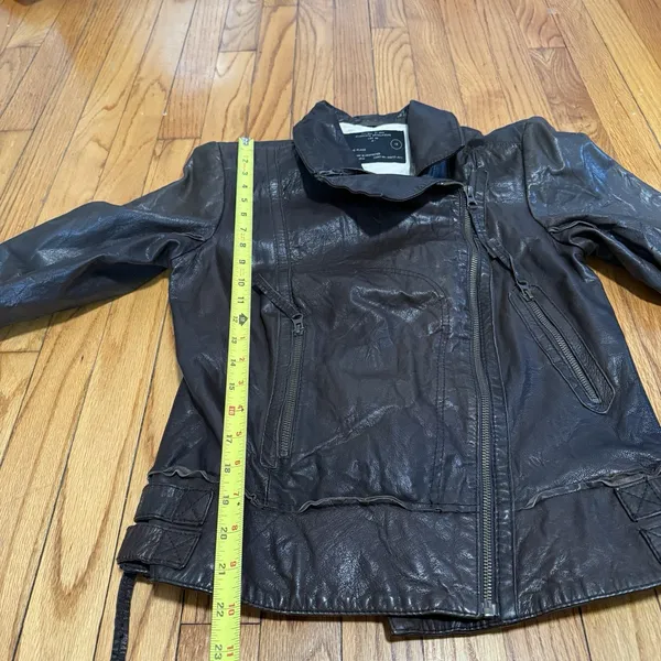 AllSaints Brown Leather‎ Lana Moto Biker Jacket Size 12 - Image 10