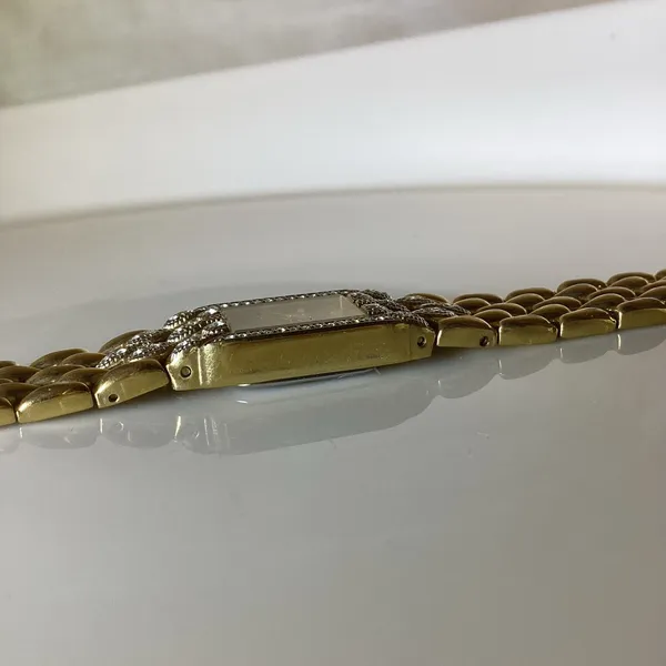Vintage ELGIN Gold Tone & Rhinestones Bracelet Watch - Image 10
