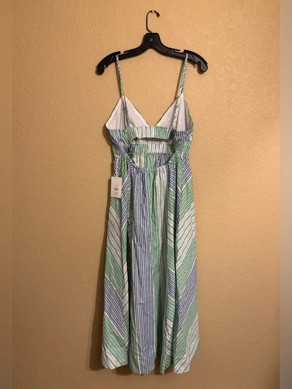 NWT Free Assembly Striped 100% Cotton Maxi Dress sz L 12-14 - Image 2