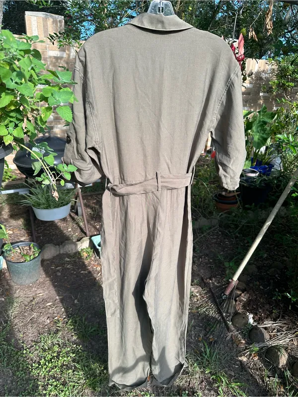 NWOT Zara Utility Jumpsuit Small S Olive Green Belted Safari Cargo Romper - Image 6