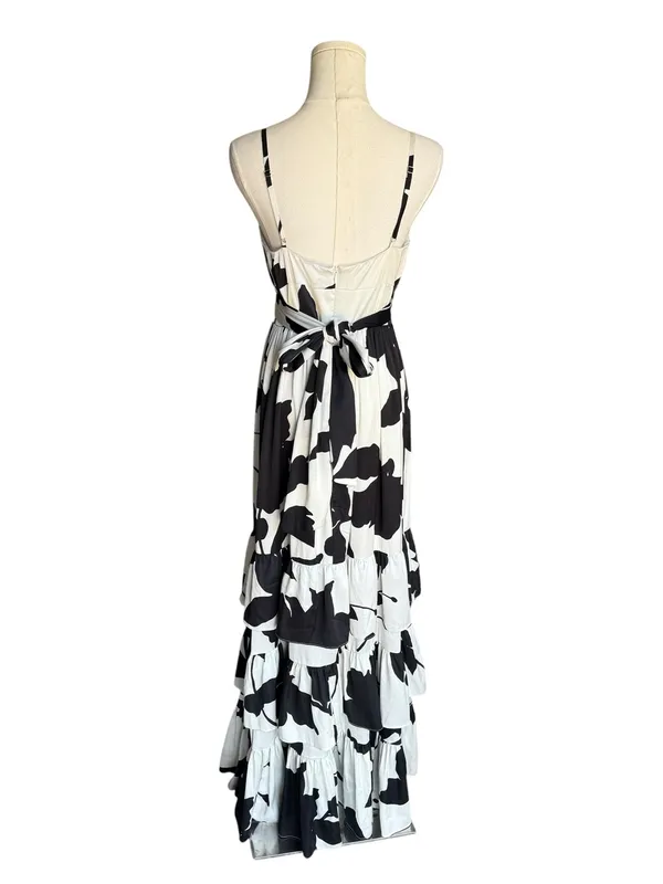 Hutch x Anthropologie - Guthrie Floral Satin Maxi Dress Side Slit Tie Back Sz 2 - Image 5