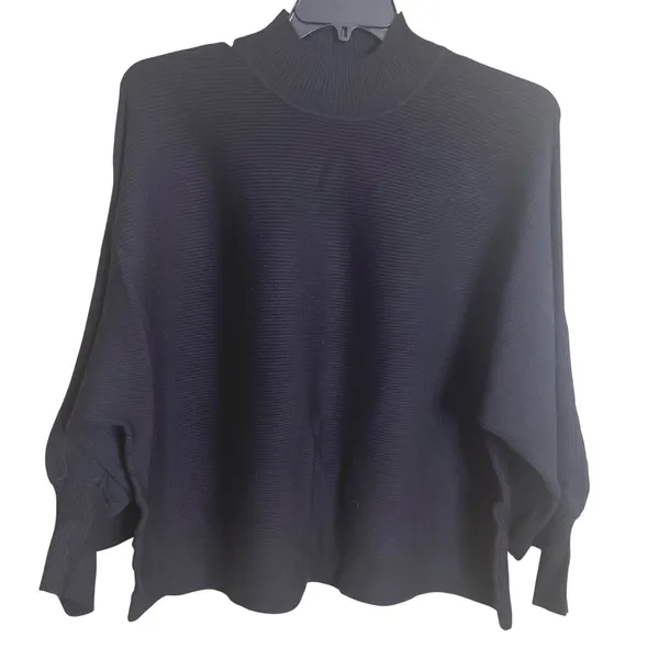 T Tahari Mock Neck Sweater Women 2X Black New Ribbed Dolman Sleeve - Image 2