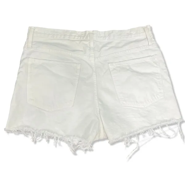 Madewell White Denim Perfect Jean Shorts Frayed Hem 5 Pocket Design Size 32 - Image 9