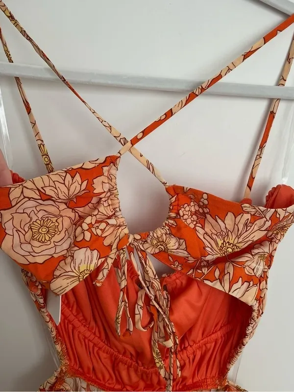 NEW Altar’d State Orange Floral Maxi Dress Size Medium NWT - Image 7