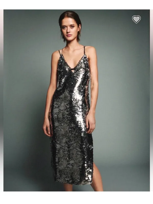 Zara sequin midi dress with snake print - Image 2