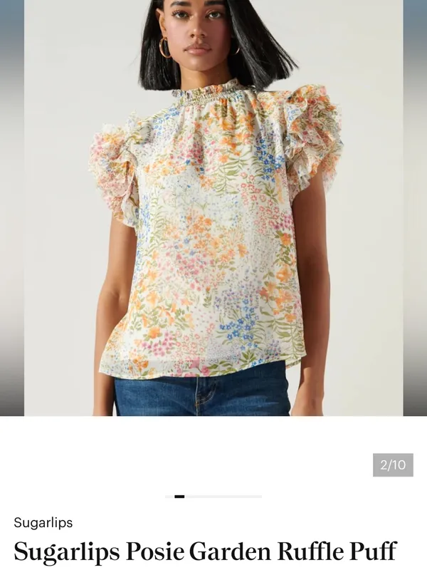 Sugarlips White Multi Floral Ruffle Sleeve Top - Image 3