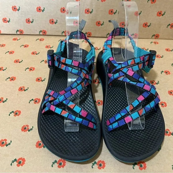 Chacos ✨ Women’s Strappy‎ Sandals Teal Pink Blue Toe Loop 5 - Image 2