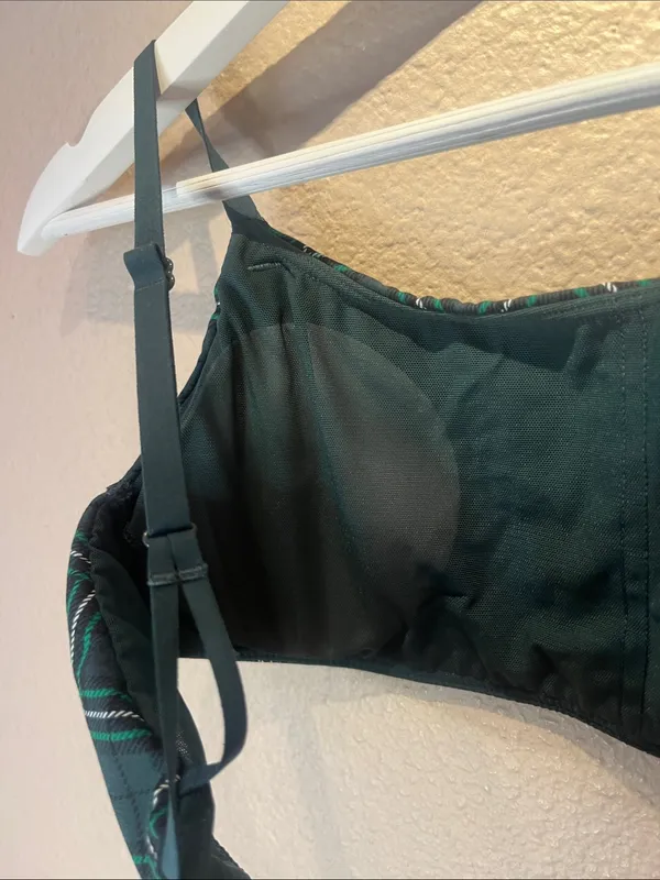 Victoria’s Secret PINK Women’s Strappy Tartan Plaid Green Sports Bra Medium - Image 8