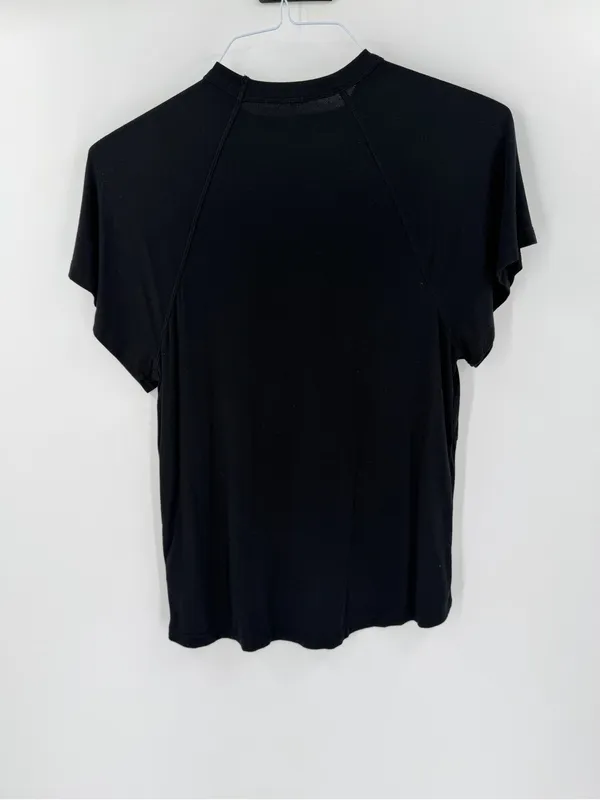 Free People Just a Twist Black Keyhole Short Flutter Sleeve Lightweight Top - Image 4