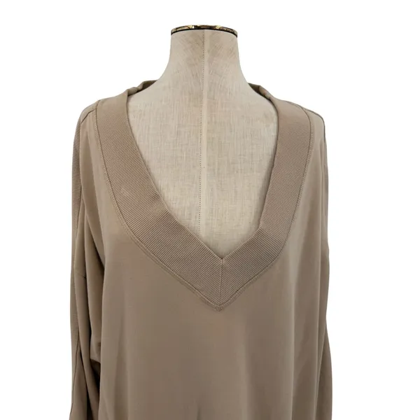 Free People Key Player Layer Sweatshirt Doe Oversized‎ V Neck Tunic Top Medium - Image 4