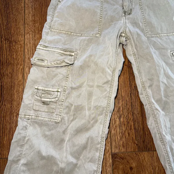 American Eagle Cargo Pants Womens 00 Regular‎ Green Khaki Utility Stretch Baggy - Image 3