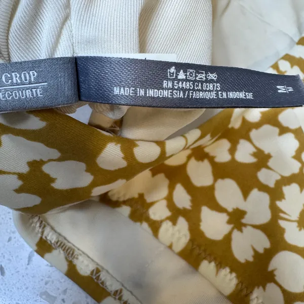 Aerie Womens Floral High Neck‎ Racerback Crop Bikini Top Mustard Yellow Medium M - Image 5