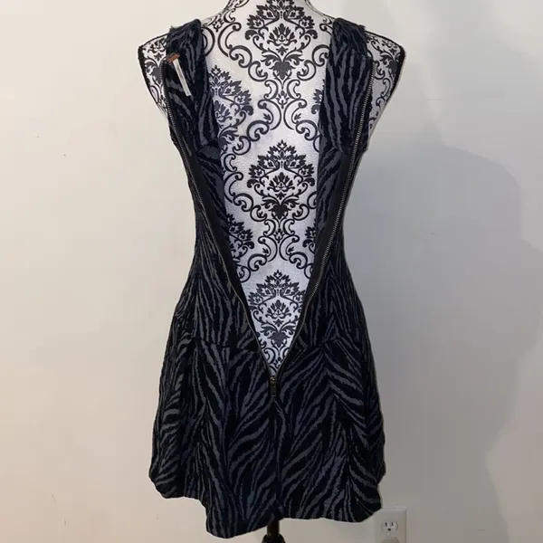 Free People Movement Zebra Print Chenille Textured Drop Waist Mini Dress Si… - Image 14