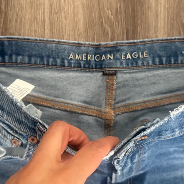 American Eagle Outfitters Blue Highest Rise Baggy Jeans Size 16 Straight Leg - Image 3