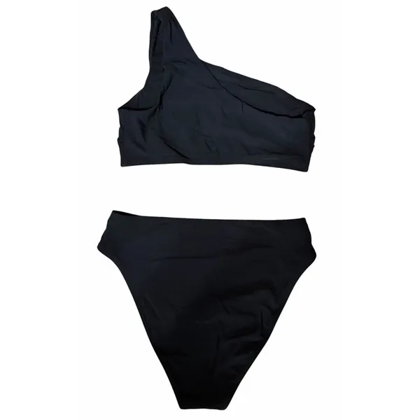 Tory Burch One Shoulder Bikini Top & High Waisted Bottoms Black Women's Size Sm - Image 2