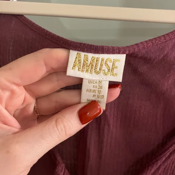 Amuse Society Burgundy Ribbed Henley Tunic - Image 4