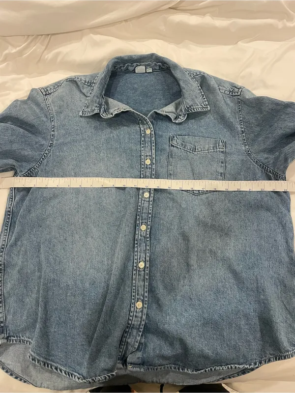 GAP Oversized Denim Cotton Shirt Blue Size L - Image 3