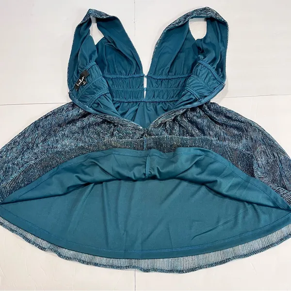 Lulus Smokeshow Teal Metallic Sleeveless‎ Mini Dress MEDIUM - Image 8