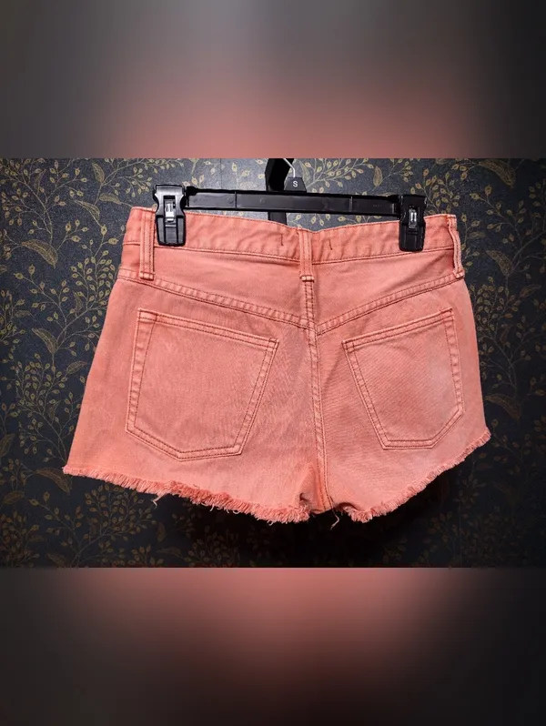 Free People Coral Pink Denim Cutoff Shorts - Image 3