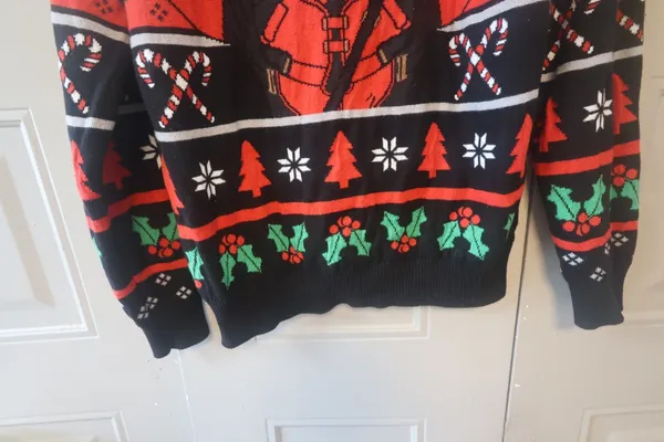Primark deadpool ugly Christmas sweater in black, red and white size medium. - Image 6