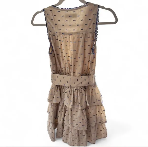 Anthropologie En Saison Cream Ruffle Polka Dot Mini Dress - Image 6