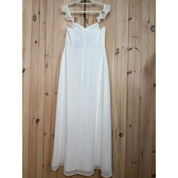 Lulus The Way to Love White Ruffled Maxi Dress Resortwear Classy Wedding Small - Image 8
