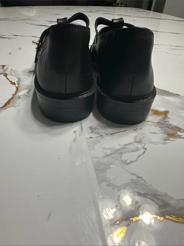 Chic Black Mary Jane Loafers Gold Accent ,Cute Style. - Image 7