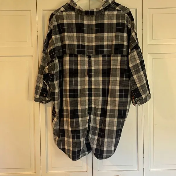 Anthropologie pilcro the letterpress blue plaid boyfriend collared flannel m/l - Image 9