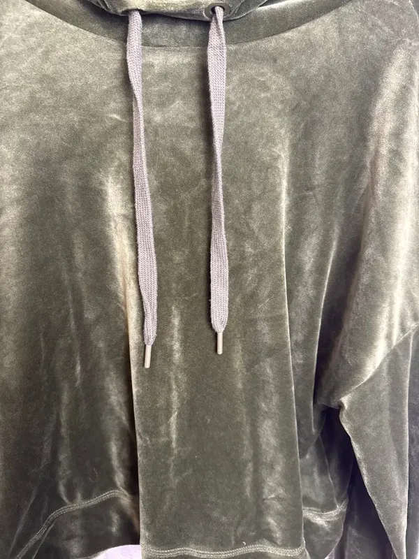 Offline by Aerie oversized pullover active hoodie velour olive green size XL - Image 5