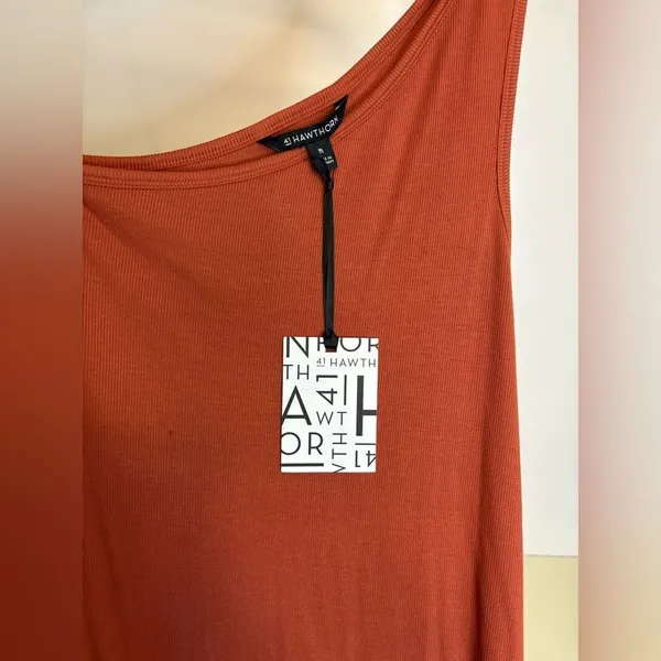 41 Hawthorn One Shoulder Dress in Warm Terracotta Sz xl - Image 2