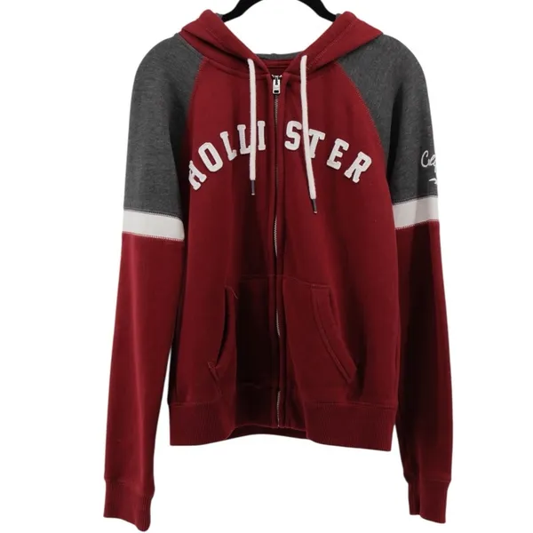 Hollister Y2K Spellout Zipper Hooded Jacket Academia‎ College Size M - Image 2