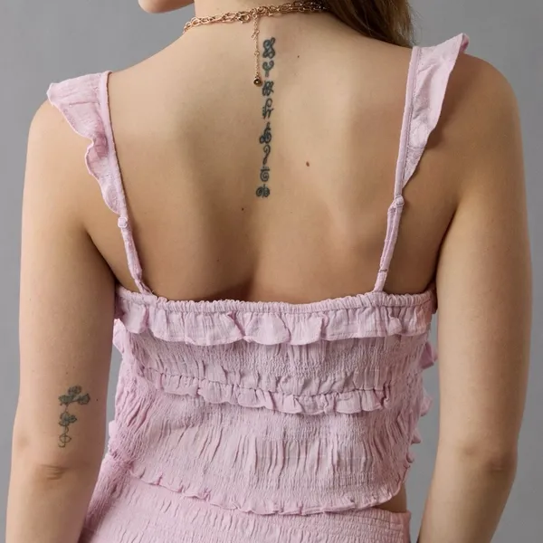 NWT Orchid American Eagle Smocked Ruffle Tank Top - Small - Image 5