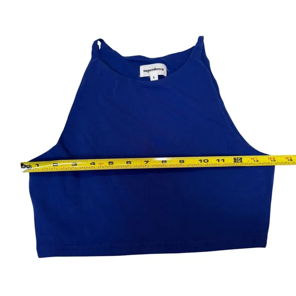 Revolve‎ Superdown High Neck Crop Top Tank Cobalt Blue Minimalist Basic Size S - Image 6