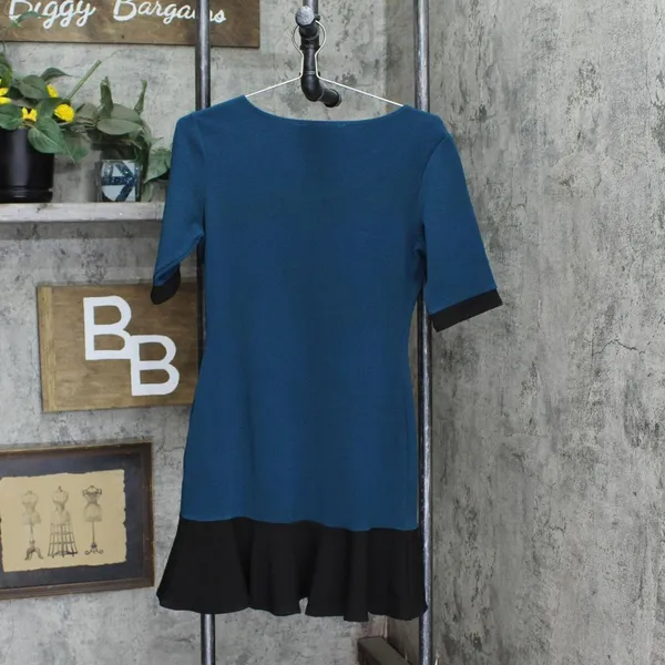 TOV Womens Knit Crepe Fit & Flare Dress 1668f6d9bd4baf Blue Green / Black 42 - Image 2