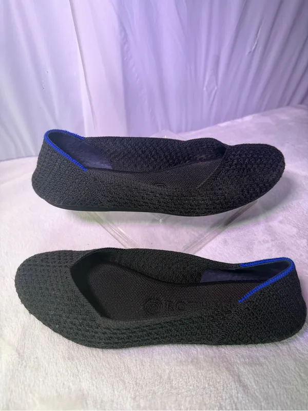 Rothy's Black Knit Ballet Flat with Blue Accent - Image 2