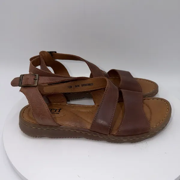 Born Lucia Sandals Womens 7M Brown Leather Comfort Strappy Slingback Cross Strap - Image 2