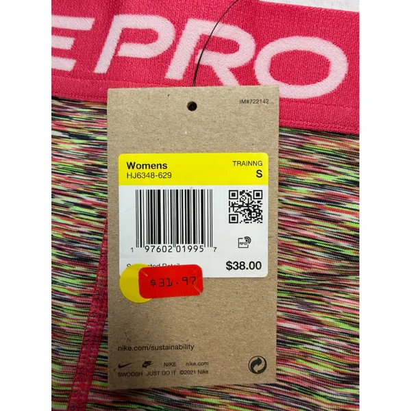Nike Pro Womens 3" Spacedye Training Shorts Pink Green HJ6348-629 Small NWT - Image 4