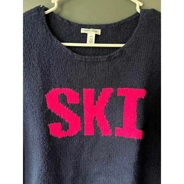 Tribal Jeans Navy Blue Ski Sweater Medium - Image 3