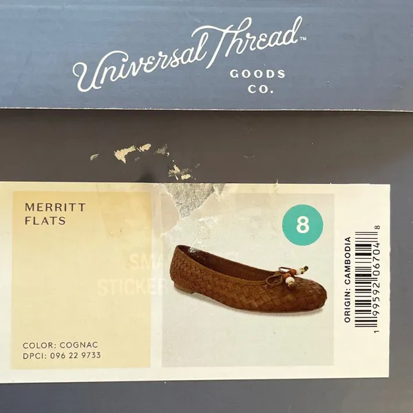 Universal Thread Merritt Woven Ballet Flats Cognac Brown Beaded Bow Size 8 - Image 7
