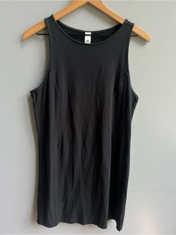 Lululemon Organic Cotton Cinched-Waist Dress Black Size Medium Sleeveless Shift - Image 5